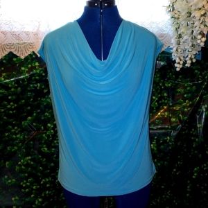 Carol Rose Teal Cowell Neck Dress Shirt